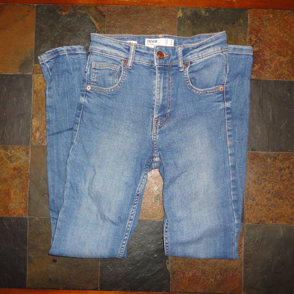 BERSHKA Women's Denim Skinny High Rise Jeans Size 2